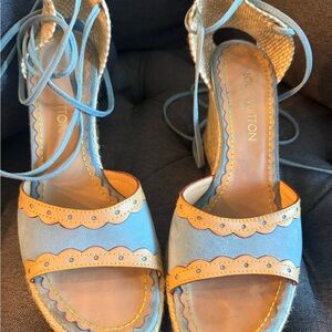 Louis Vuitton Sky Blue and Mustard Espadrilles